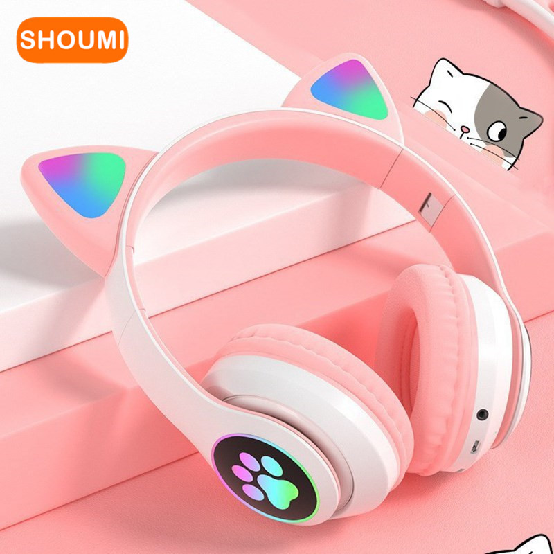 Cat Ear Bluetooth Headset Led - Flashing LED Cute Cat Ears Headphones