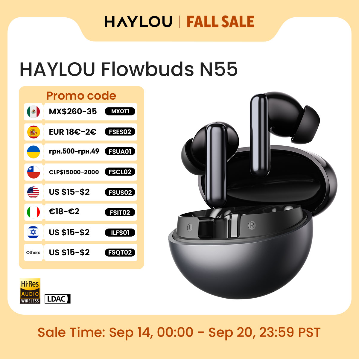 Type C Wired Earphones With Mic - HAYLOU Flowbuds N55 Wireless Earbuds 54dB