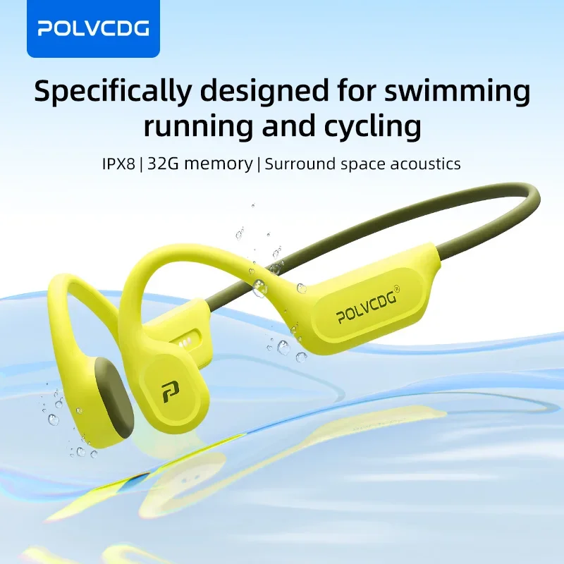 Type C Wired Earphones With Mic - POLVCDG X9 Bone Conduction Swimming Earphones