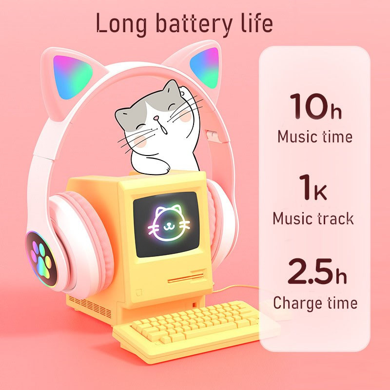 Flashing LED Cute Cat Ears Hea - Cat Ear Bluetooth Headset Led 评论和价格