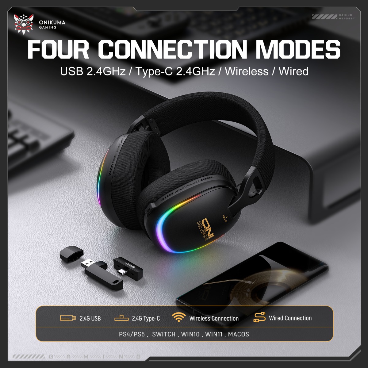 ONIKUMA GT805 Gaming Headset W - Gaming Headset With Mic Rgb 评论和价格