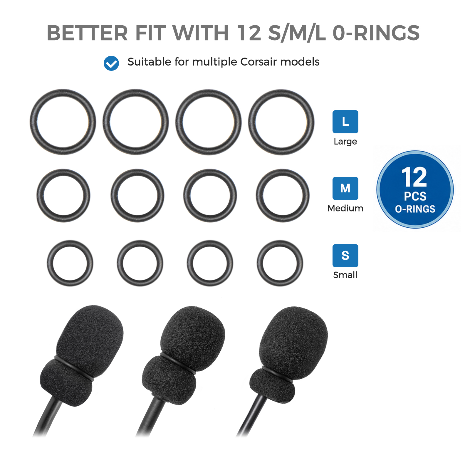 4 Mic Foam Covers+12 O-Rings F - Gaming Headset With Mic Rgb 评论和价格