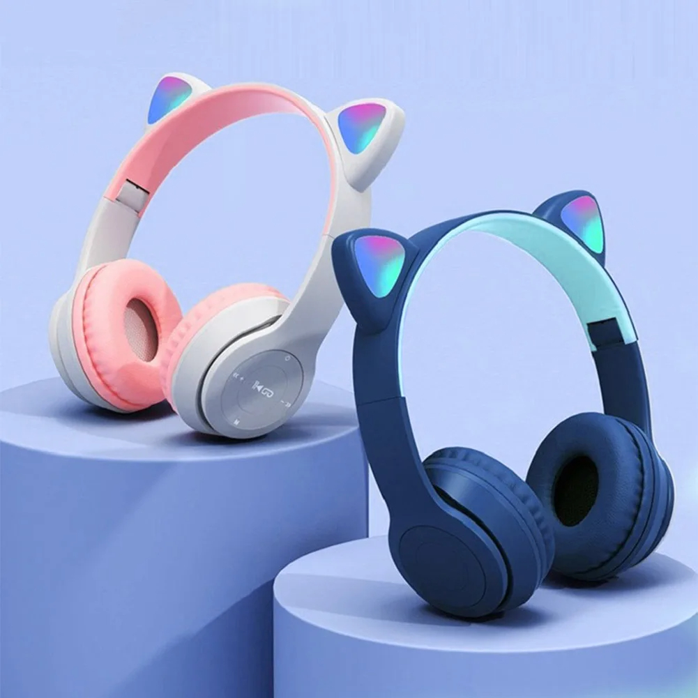 Cute Cat Ear Wireless Headphon - Cat Ear Bluetooth Headset Led 评论和价格