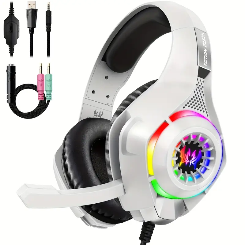 Gaming Headset for PC, PS4, PS - Gaming Headset With Mic Rgb 评论和价格