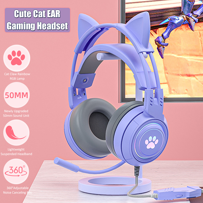 Cute Cat Ear Gaming Headphones - Gaming Headset With Mic Rgb 评论和价格