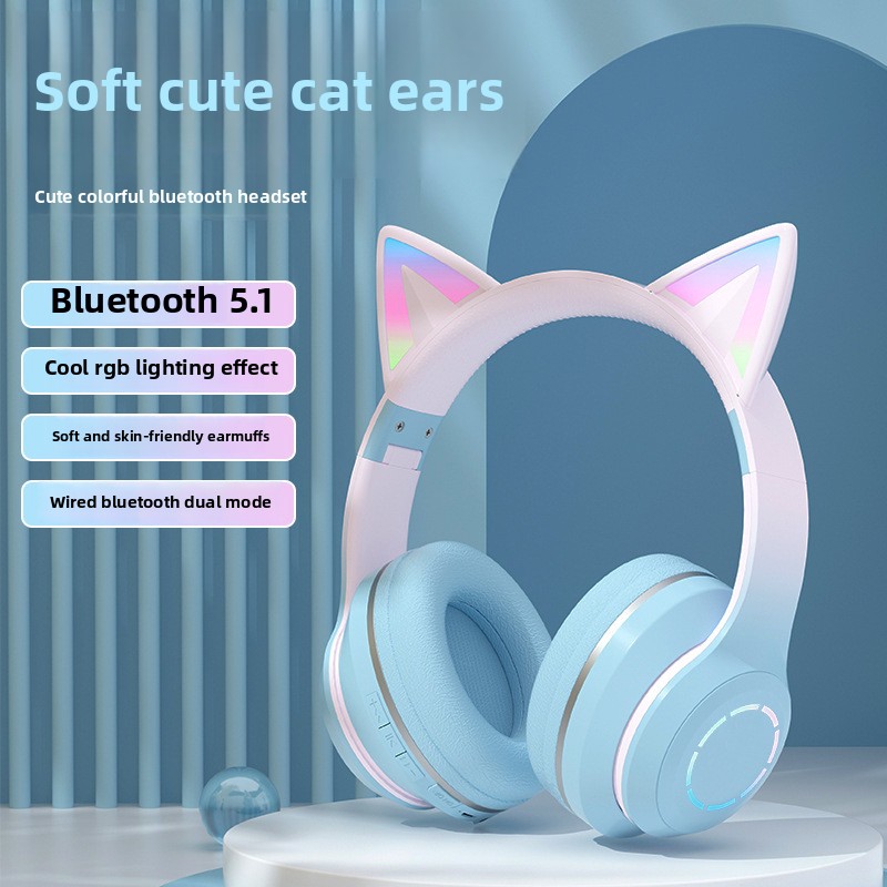 New Best Selling Head-Mounted  - Cat Ear Bluetooth Headset Led 评论和价格