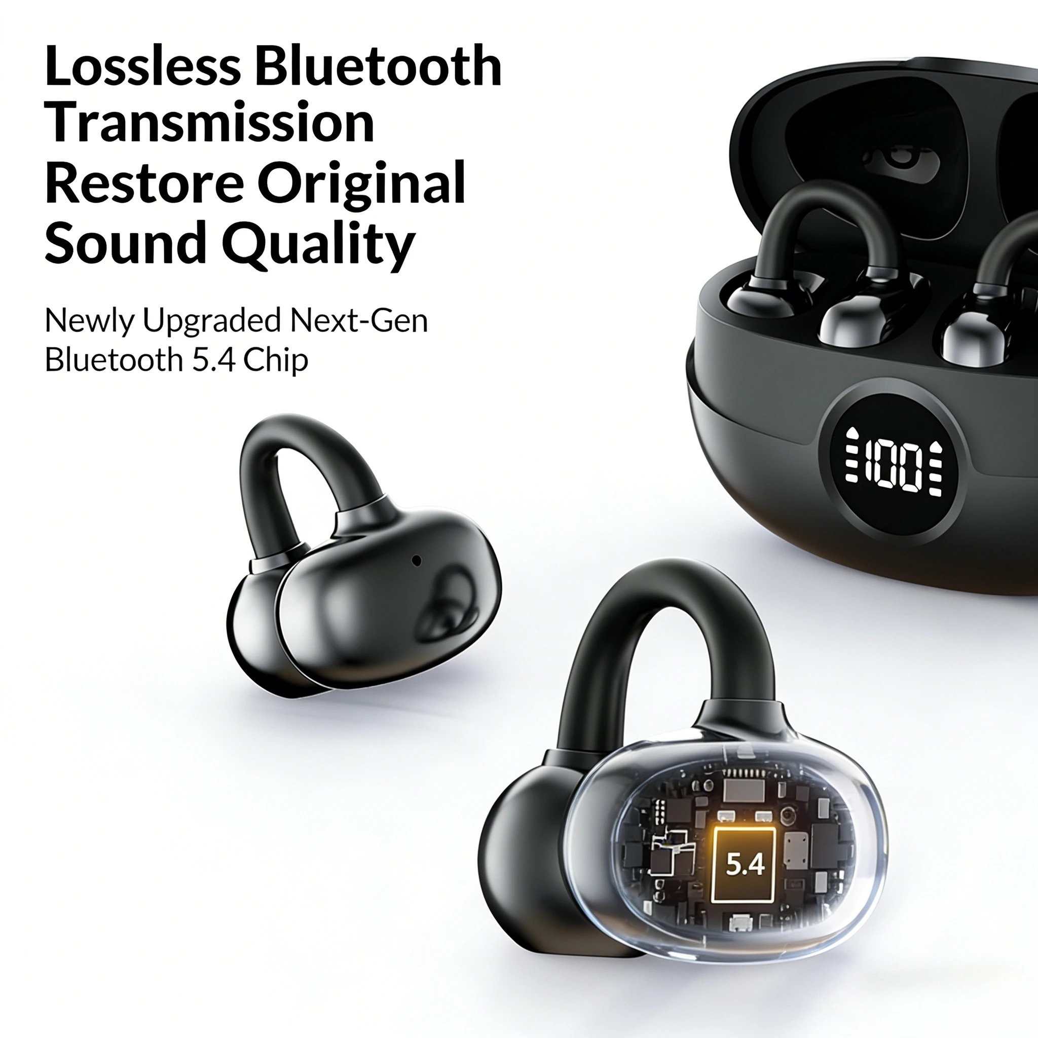 Wireless Clip‑On Earphones,  D - Open Ear Air Conduction Headphones 评论和价格