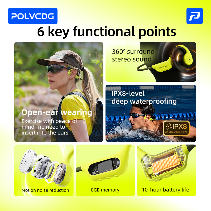 POLVCDG 8G Memory Bone-Conduct - Bone Conduction Running Headphones 评论和价格
